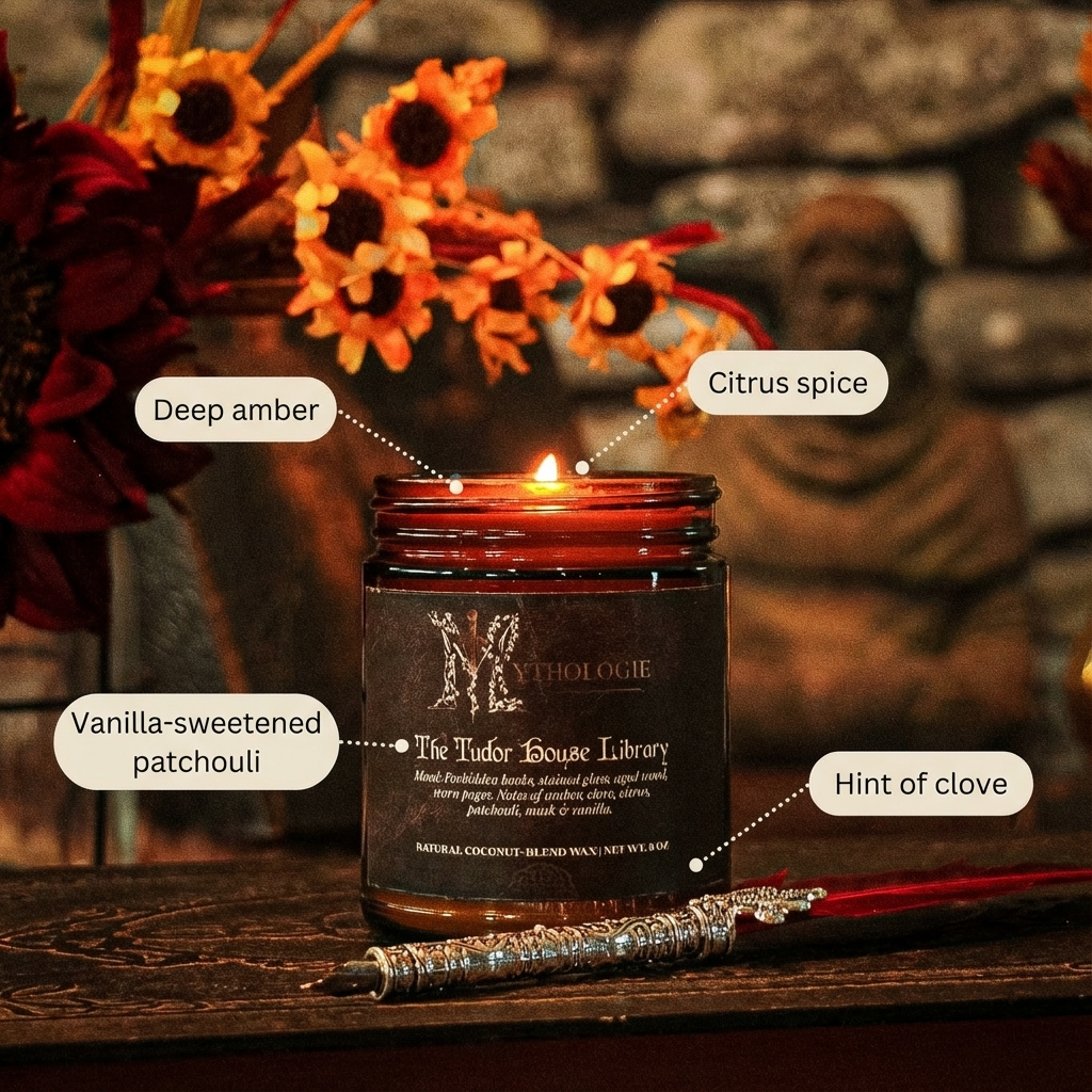 Tudor House Library historical candles from Mythologie Candles